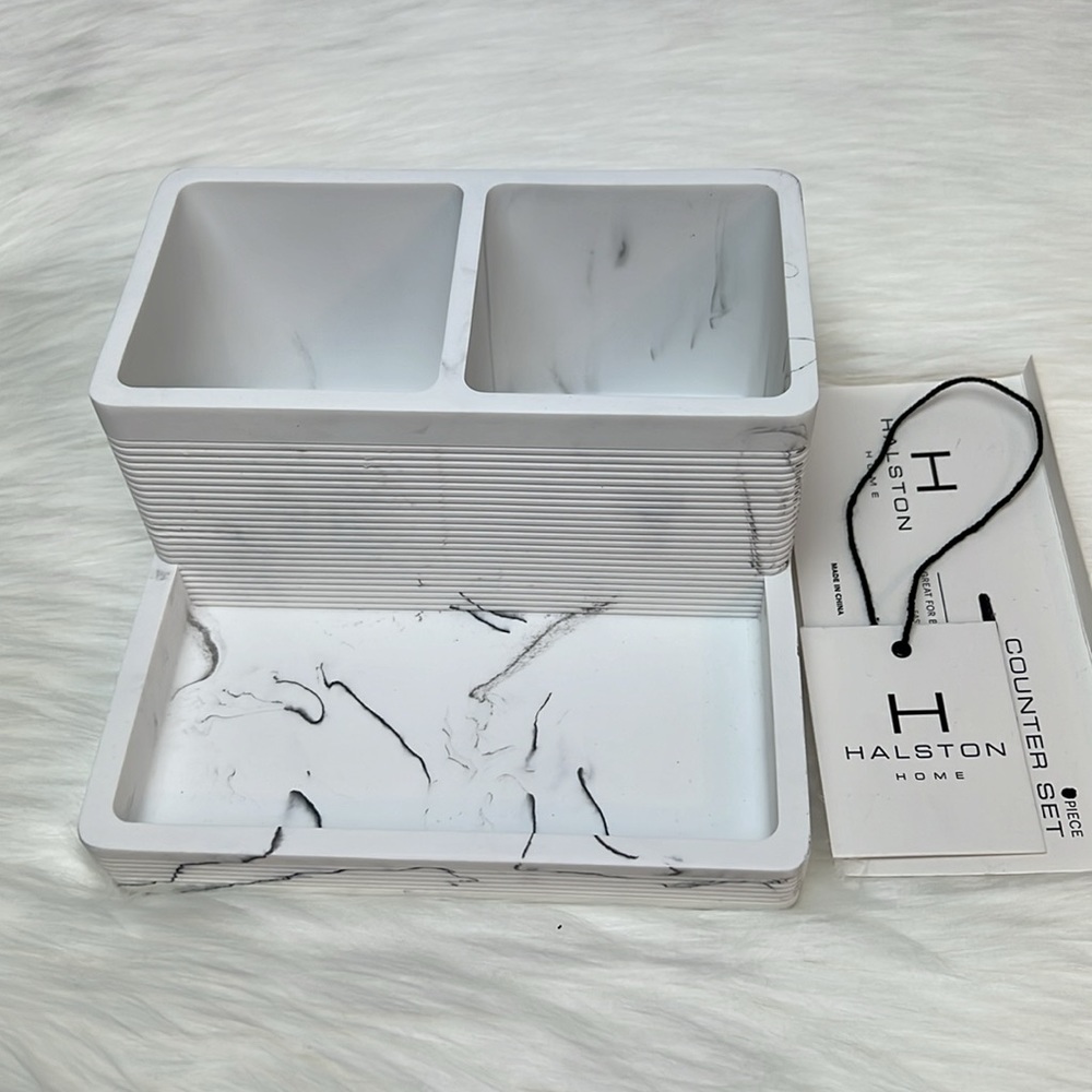 NWT H by Halston Home Counter or Vanity Storage Base, Makeup Organizer